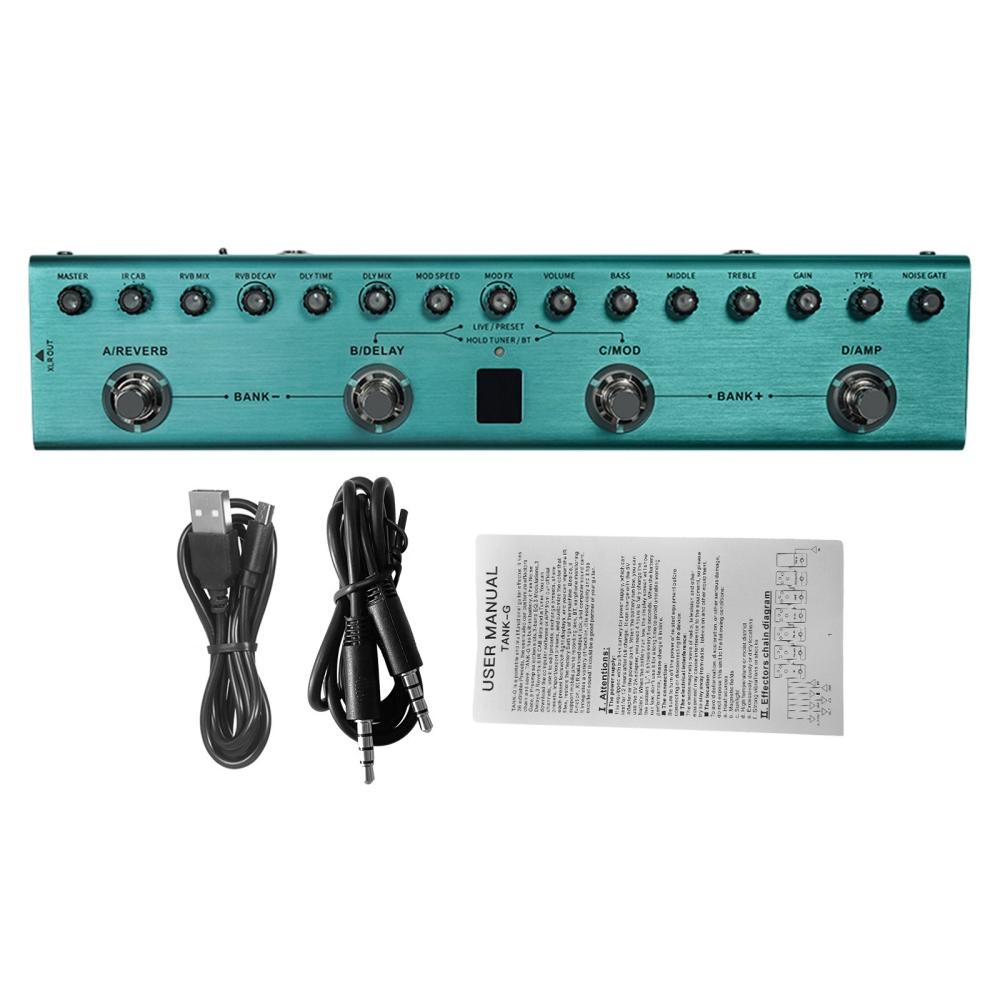 Musical Effects |   M-VAVE TANK-G Compact Guitar Multi-Effects Pedal with 3-Band EQ and XLR Output Green Musical Effects Green