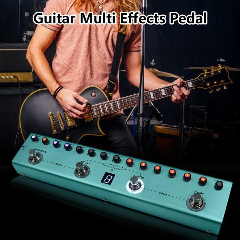 Musical Effects |   M-VAVE TANK-G Compact Guitar Multi-Effects Pedal with 3-Band EQ and XLR Output Green Musical Effects Green