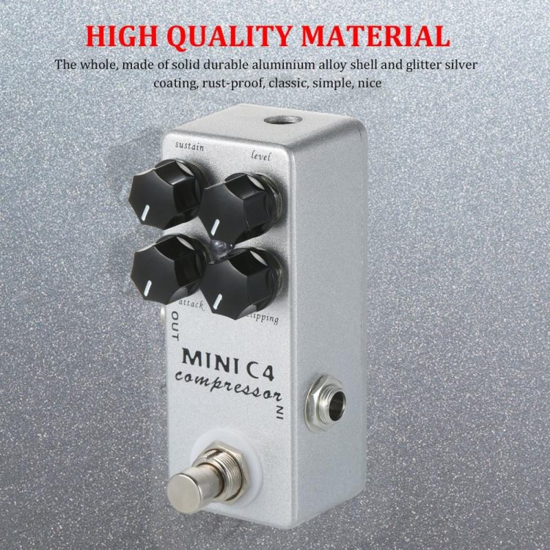 Musical Effects |   MINI C4 Compressor Guitar Effect Pedal True Bypass Silver Musical Effects Musical Effects