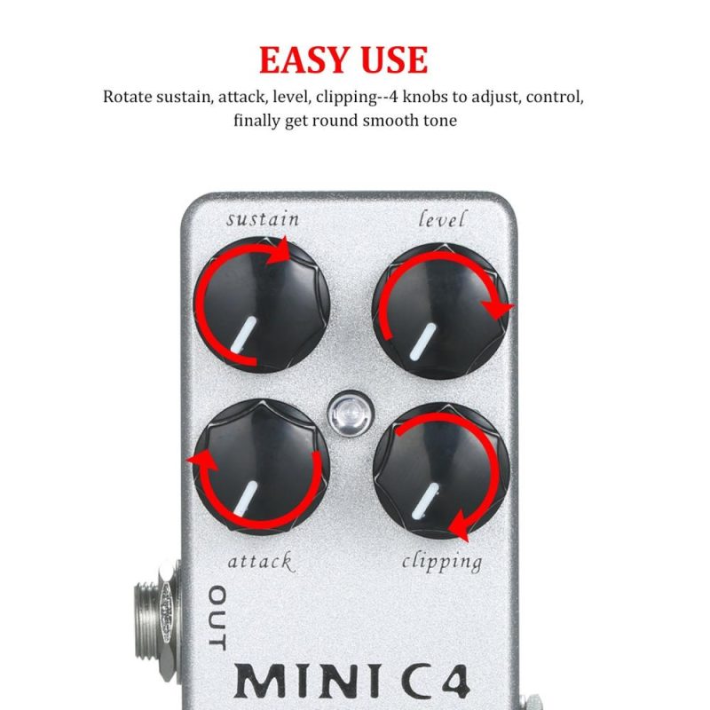 Musical Effects |   MINI C4 Compressor Guitar Effect Pedal True Bypass Silver Musical Effects Musical Effects