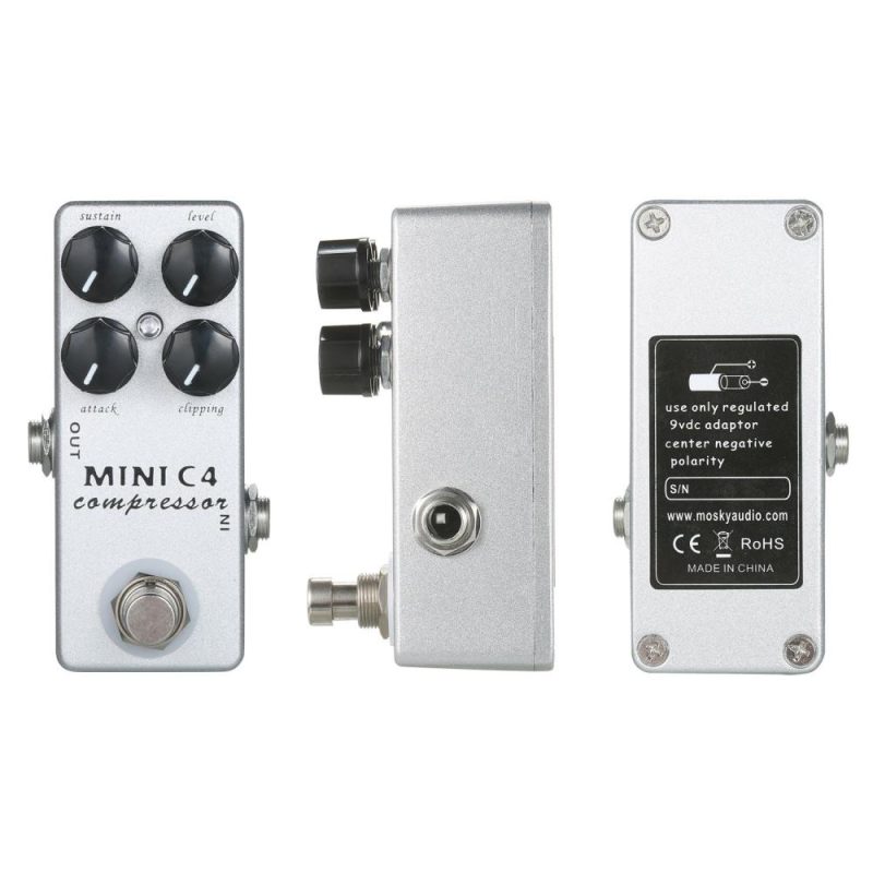 Musical Effects |   MINI C4 Compressor Guitar Effect Pedal True Bypass Silver Musical Effects Musical Effects