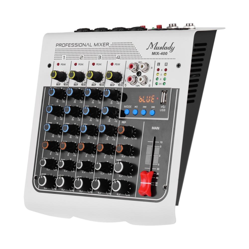 Musical Effects |   MIX-400 Professional 6-Channel Audio Mixer Mixing Console White Musical Effects Musical Effects