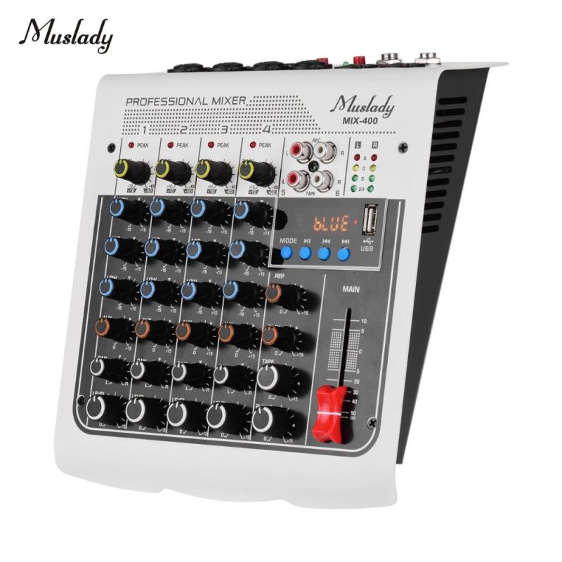 Musical Effects |   MIX-400 Professional 6-Channel Audio Mixer Mixing Console White Musical Effects Musical Effects