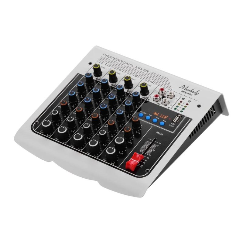 Musical Effects |   MIX-400 Professional 6-Channel Audio Mixer Mixing Console White Musical Effects Musical Effects