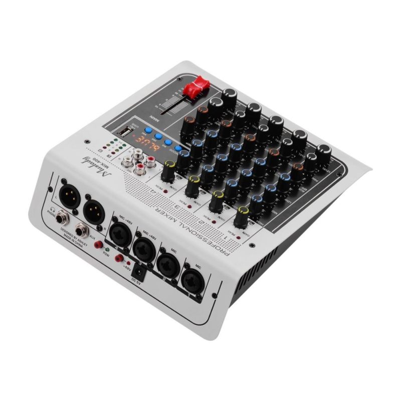 Musical Effects |   MIX-400 Professional 6-Channel Audio Mixer Mixing Console White Musical Effects Musical Effects