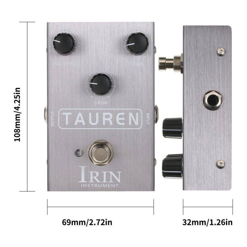 Musical Effects |   Overdrive Guitar Effect Pedal Mini Effector – TAUREN Grey Musical Effects Grey