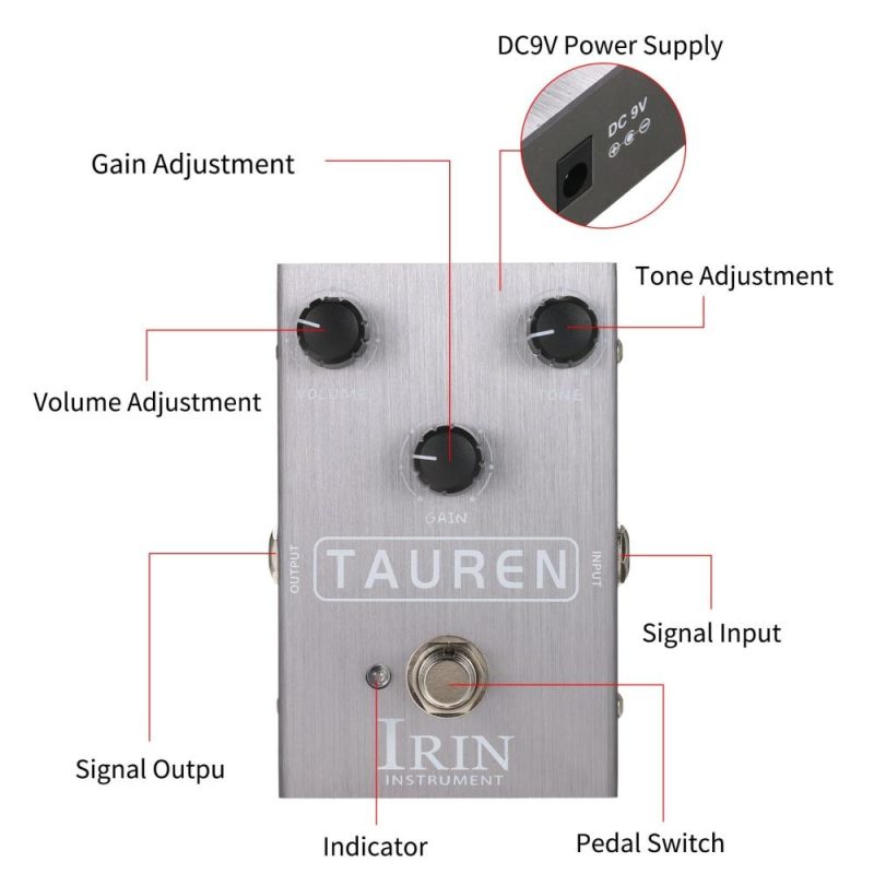 Musical Effects |   Overdrive Guitar Effect Pedal Mini Effector – TAUREN Grey Musical Effects Grey