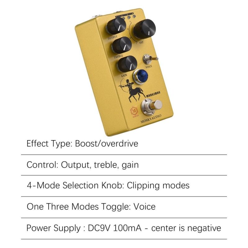 Musical Effects |   Overdrive/Preamp/Booster Guitar Effect Pedal – MARKSMAN Yellow Musical Effects Musical Effects