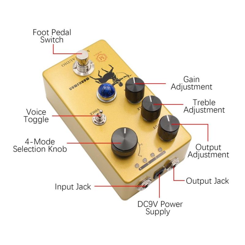 Musical Effects |   Overdrive/Preamp/Booster Guitar Effect Pedal – MARKSMAN Yellow Musical Effects Musical Effects