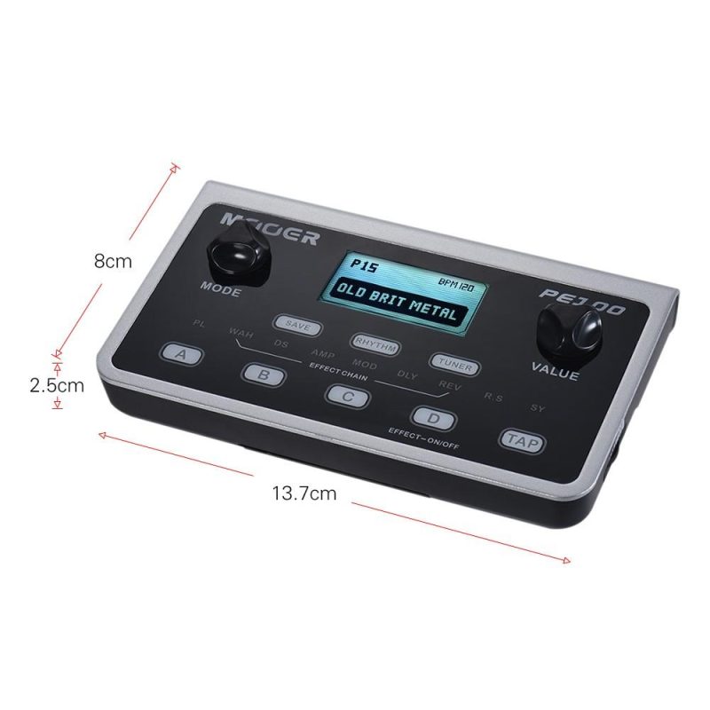 Musical Effects |   PE100 Compact and Portable Multi-effects Guitar Pedal with 39 Effects, 40 Drum Patterns, and Tap Tempo Musical Effects Musical Effects