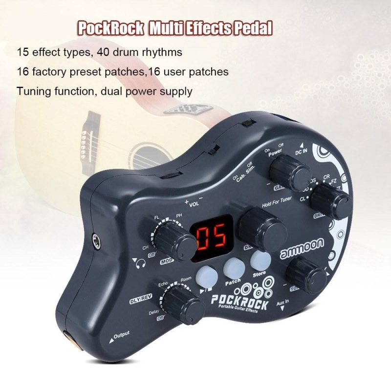 Musical Effects |   PockRock Portable Guitar Multi-effects Processor Effect Pedal Dark Grey Musical Effects Dark Grey