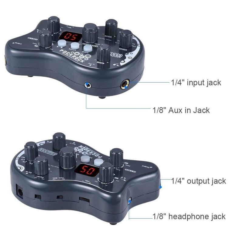 Musical Effects |   PockRock Portable Guitar Multi-effects Processor Effect Pedal Dark Grey Musical Effects Dark Grey