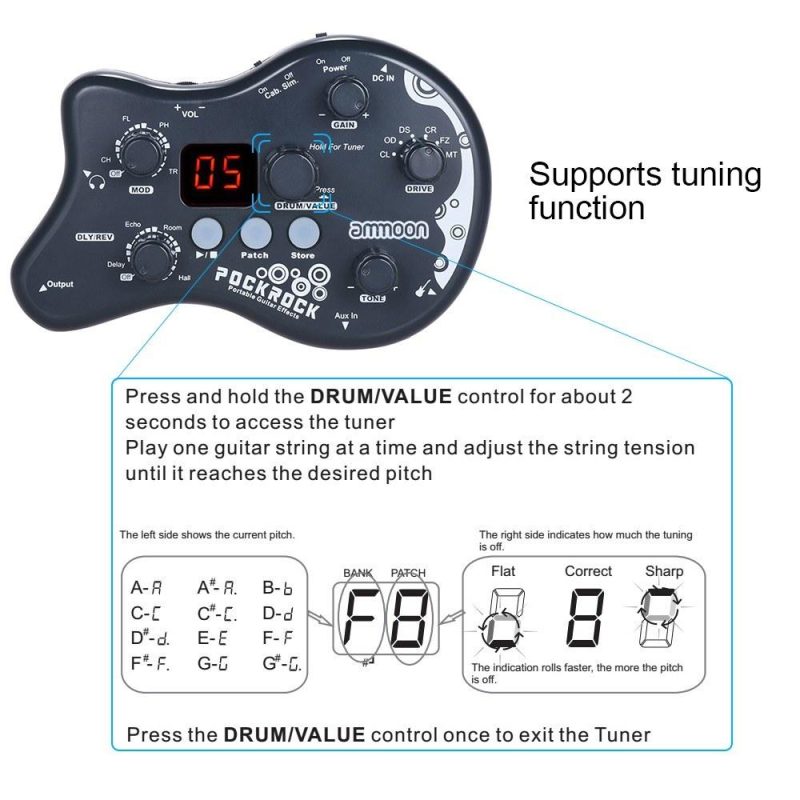 Musical Effects |   PockRock Portable Guitar Multi-effects Processor Effect Pedal Dark Grey Musical Effects Dark Grey