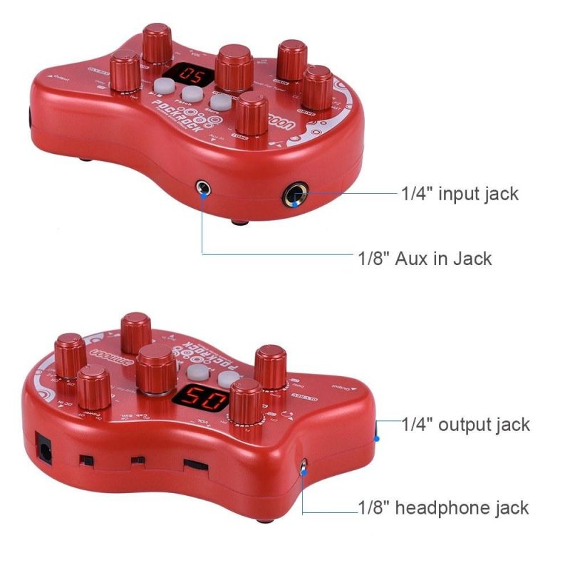 Musical Effects |   PockRock Portable Guitar Multi-effects Processor Effect Pedal Red Musical Effects Musical Effects