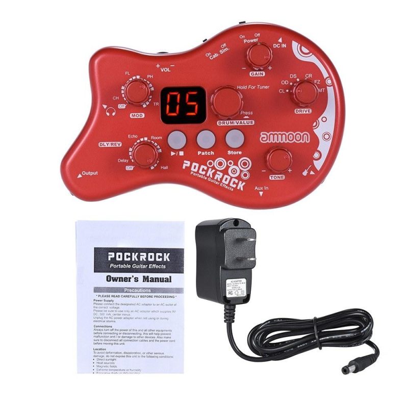 Musical Effects |   PockRock Portable Guitar Multi-effects Processor Effect Pedal Red Musical Effects Musical Effects