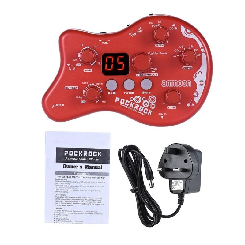 Musical Effects |   PockRock Portable Guitar Multi-effects Processor Effect Pedal Red Musical Effects Musical Effects