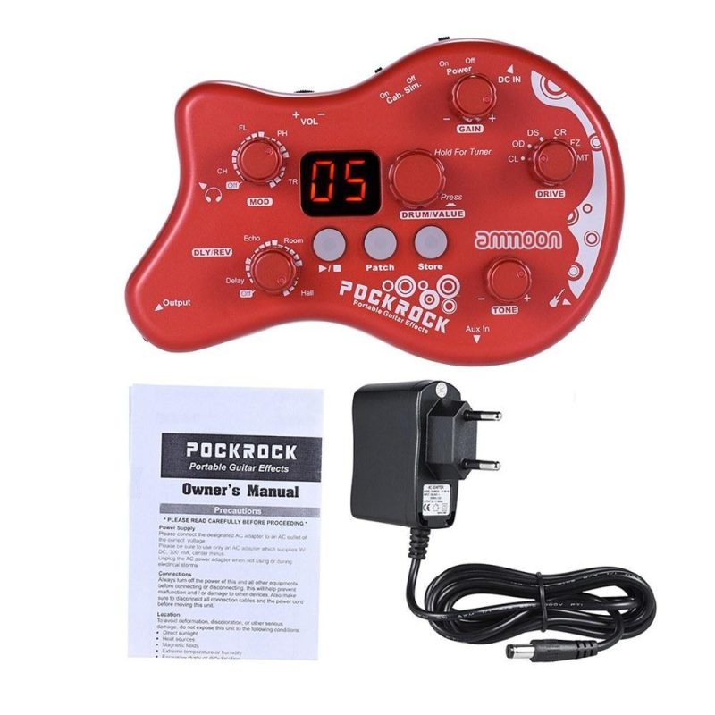 Musical Effects |   PockRock Portable Guitar Multi-effects Processor Effect Pedal Red Musical Effects Musical Effects