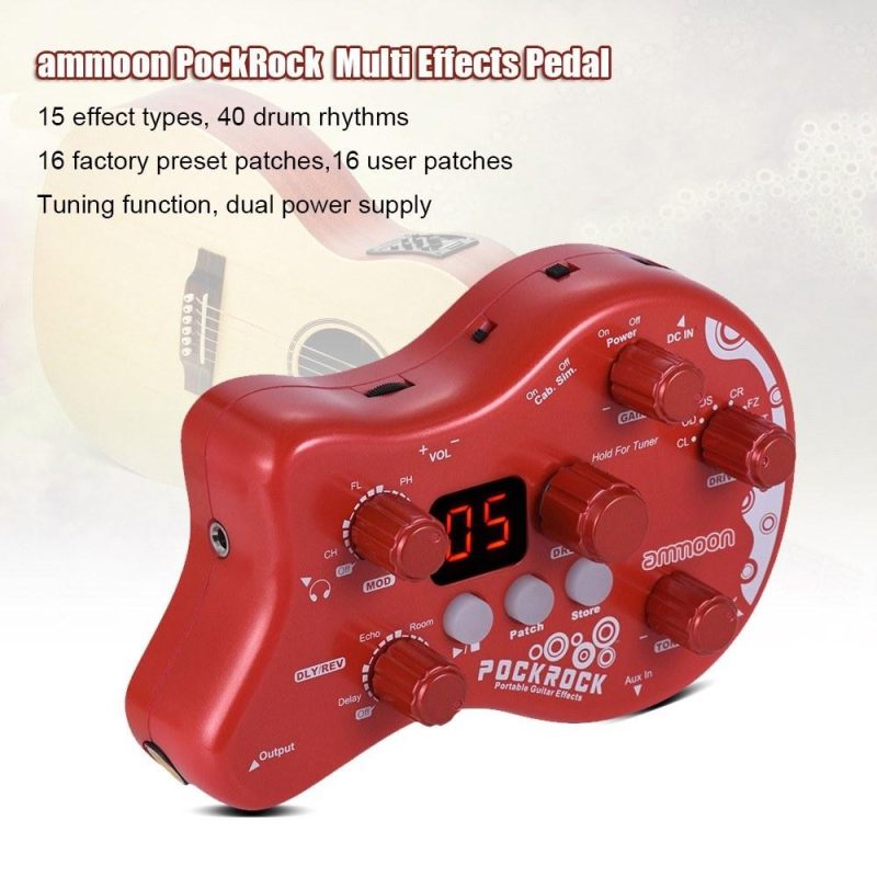 Musical Effects |   PockRock Portable Guitar Multi-effects Processor Effect Pedal Red Musical Effects Musical Effects