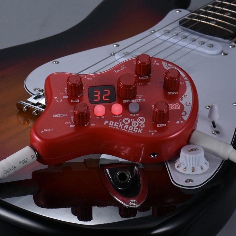 Musical Effects |   PockRock Portable Guitar Multi-effects Processor Effect Pedal Red Musical Effects Musical Effects