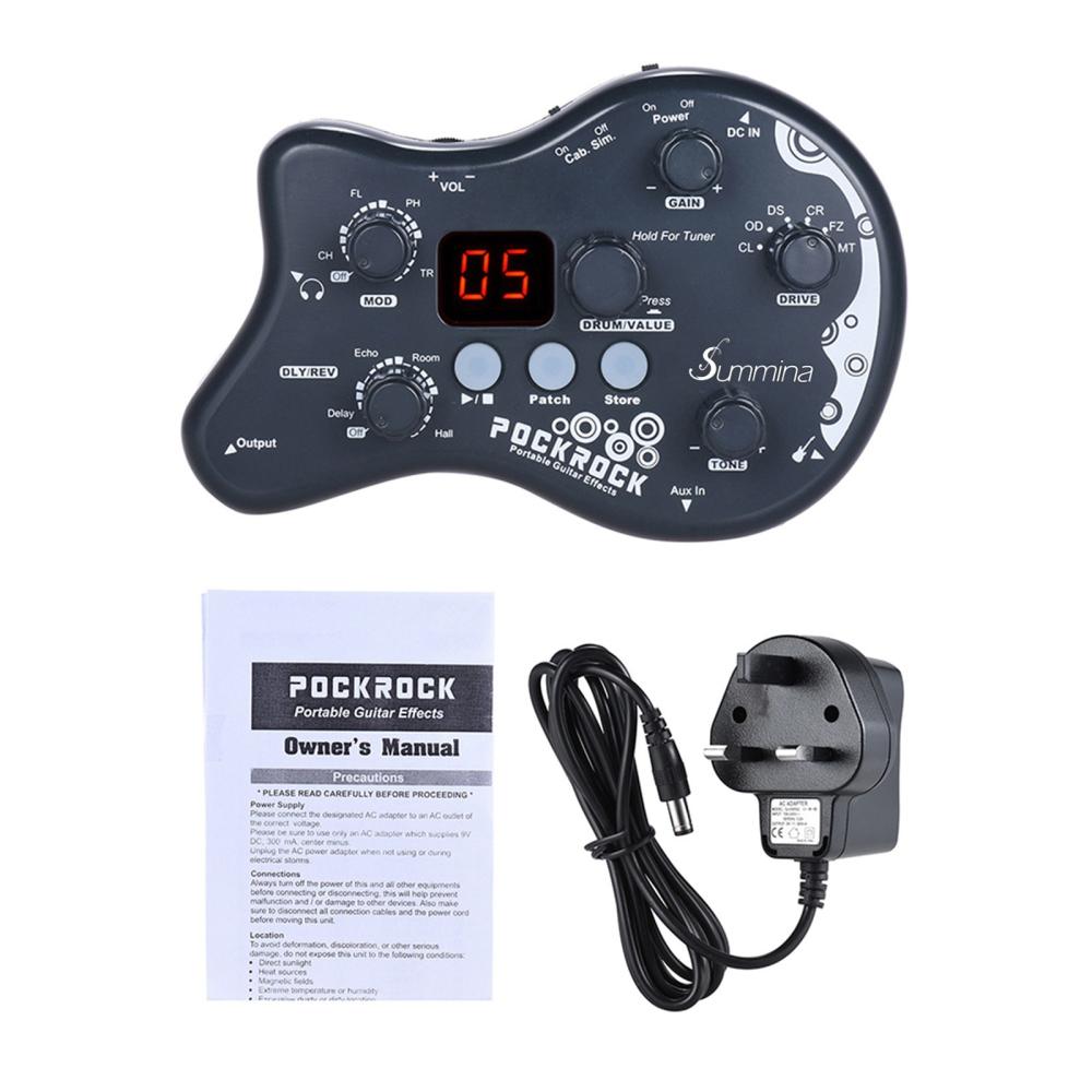 Musical Effects |   PockRock Portable Guitar Multi-effects Processor Effect Pedal  with Power Adapter Black Musical Effects Black