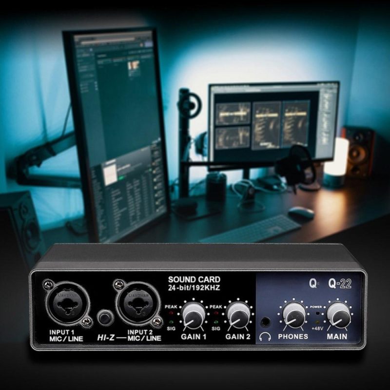 Musical Effects |   Portable Audio Interface USB Sound Card Mic Preamplifier Computers Recording Tuning Digital Mixing Equipment Black Musical Effects Black