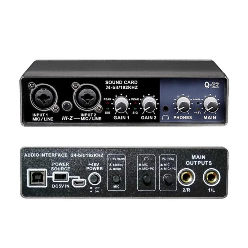 Musical Effects |   Portable Audio Interface USB Sound Card Mic Preamplifier Computers Recording Tuning Digital Mixing Equipment Black Musical Effects Black