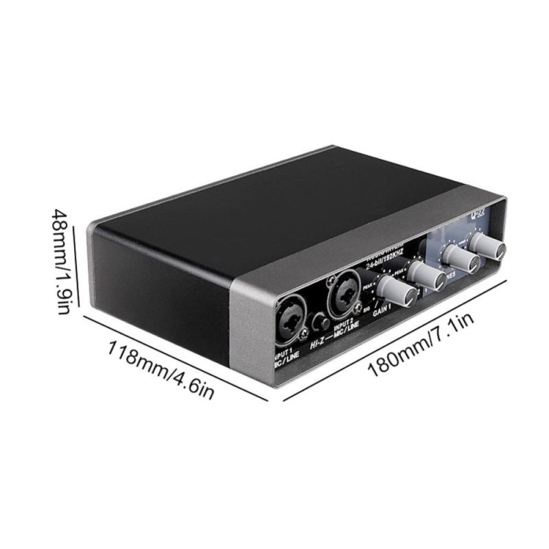 Musical Effects |   Portable Audio Interface USB Sound Card Mic Preamplifier Computers Recording Tuning Digital Mixing Equipment Black Musical Effects Black