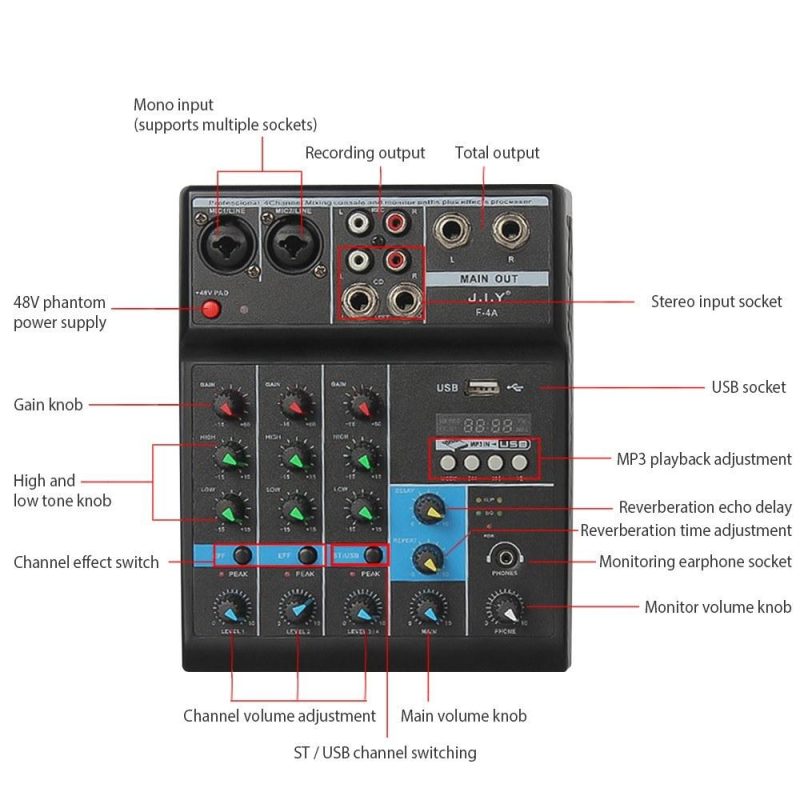 Musical Effects |   Professional 4-Channel Mixing Console Musical Effects Musical Effects