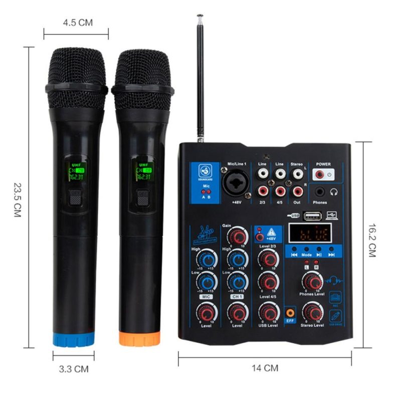 Musical Effects |   Professional Audio Mixer With Dual Wireless Microphone, Musical Effects Musical Effects