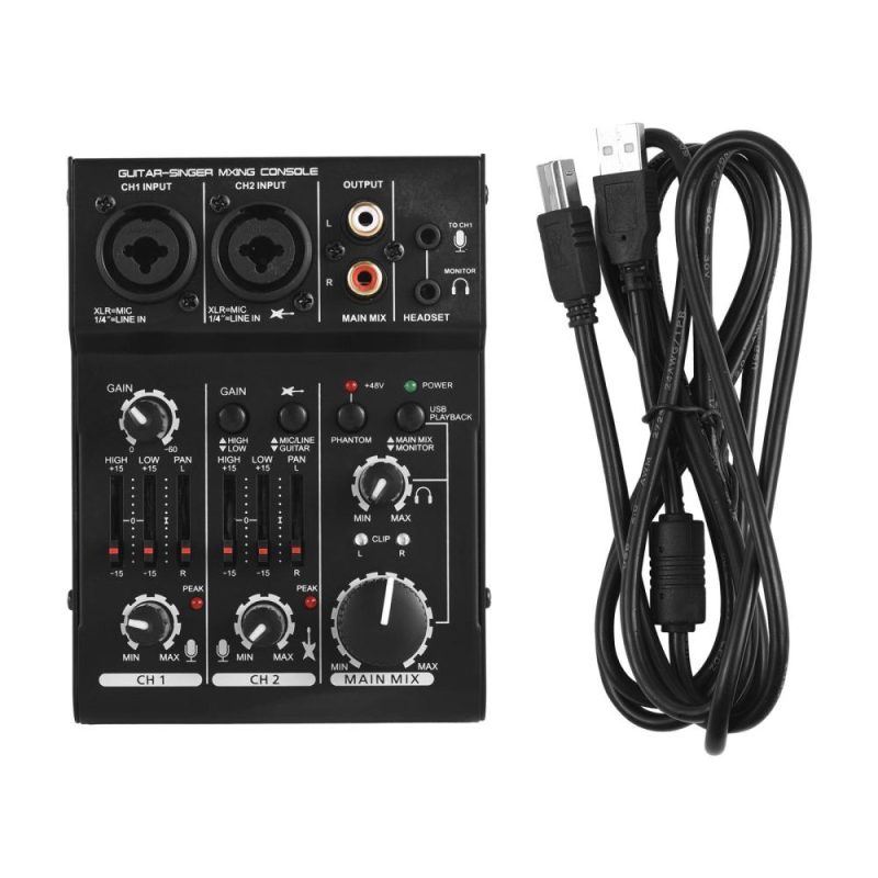 Musical Effects |   Q303 Mini 3-Channel Sound Card Mixing Console Digital Audio Mixer Black Musical Effects Black