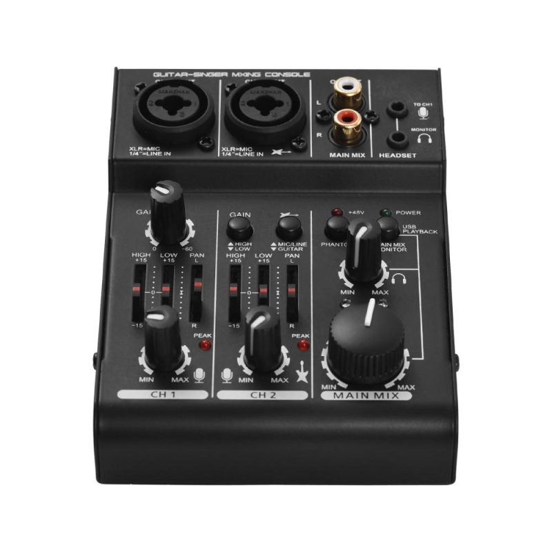 Musical Effects |   Q303 Mini 3-Channel Sound Card Mixing Console Digital Audio Mixer Black Musical Effects Black