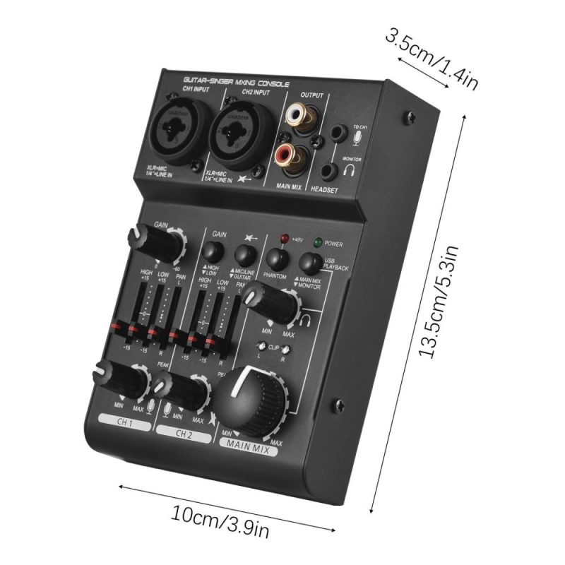 Musical Effects |   Q303 Mini 3-Channel Sound Card Mixing Console Digital Audio Mixer Black Musical Effects Black