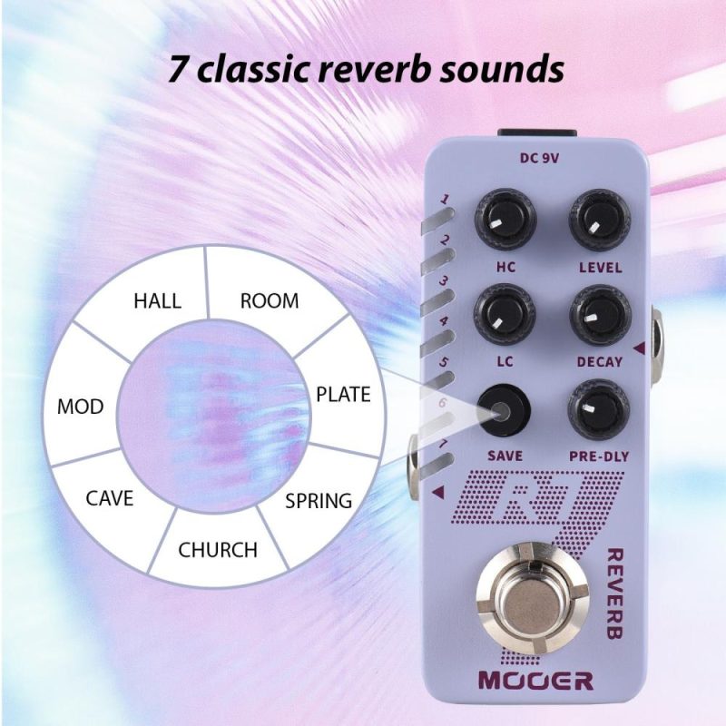 Musical Effects |   R7 Reverb Guitar Digital Reverb Pedal Electric Guitar Effects Pedal Purple Musical Effects Musical Effects