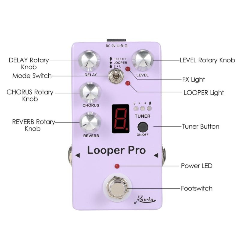 Musical Effects |   RE-05 Loop Guitar Effector Looper Tuner Mini Guitar Looper Effect Pedal Purple Musical Effects Musical Effects