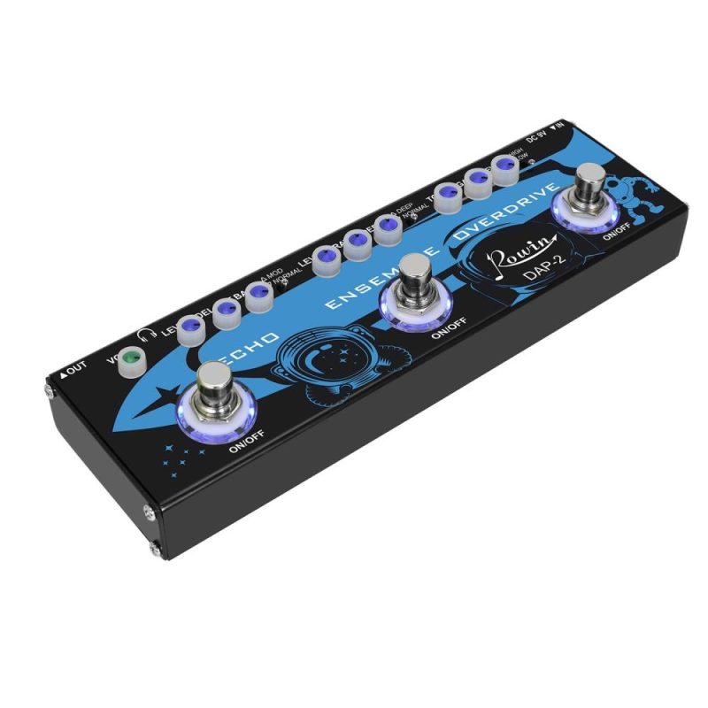 Musical Effects |   ROWIN DAP-2 3-in-1 Guitar Multi Effects Pedal – Echo, Ensemble, Overdrive – Compact and Portable Black & Blue Musical Effects Black &Blue