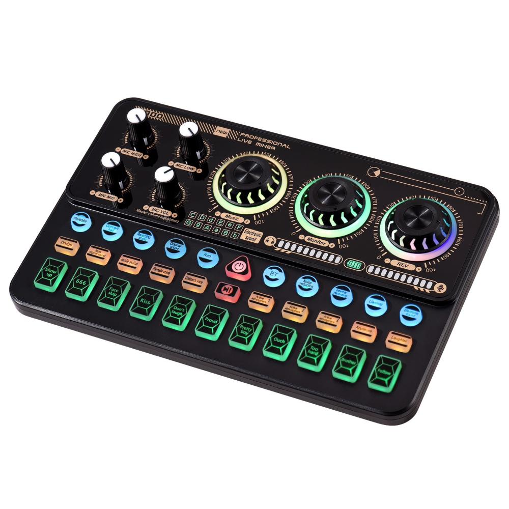 Musical Effects |   SK900 Multi-function Mixer Portable Digital Sound Card Kit Professional Live Mixer Sound Card Effect Device Black Musical Effects Black