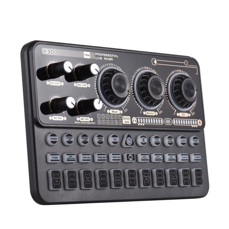 Musical Effects |   SK900 Multi-function Mixer Portable Digital Sound Card Kit Professional Live Mixer Sound Card Effect Device Black Musical Effects Black