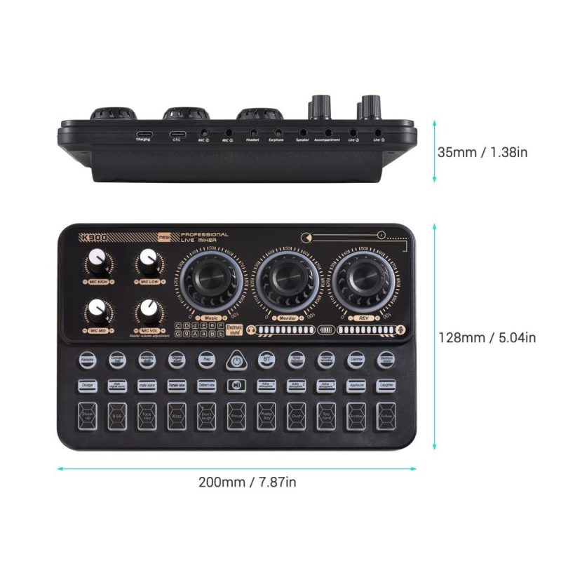 Musical Effects |   SK900 Multi-function Mixer Portable Digital Sound Card Kit Professional Live Mixer Sound Card Effect Device Black Musical Effects Black