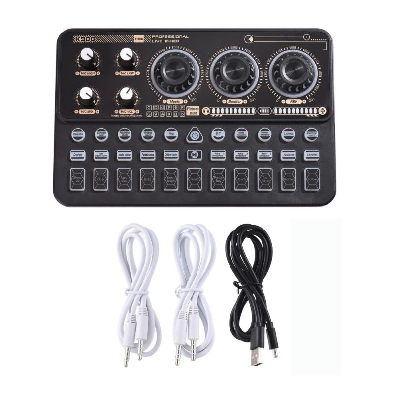 Musical Effects |   SK900 Multi-function Mixer Portable Digital Sound Card Kit Professional Live Mixer Sound Card Effect Device Black Musical Effects Black