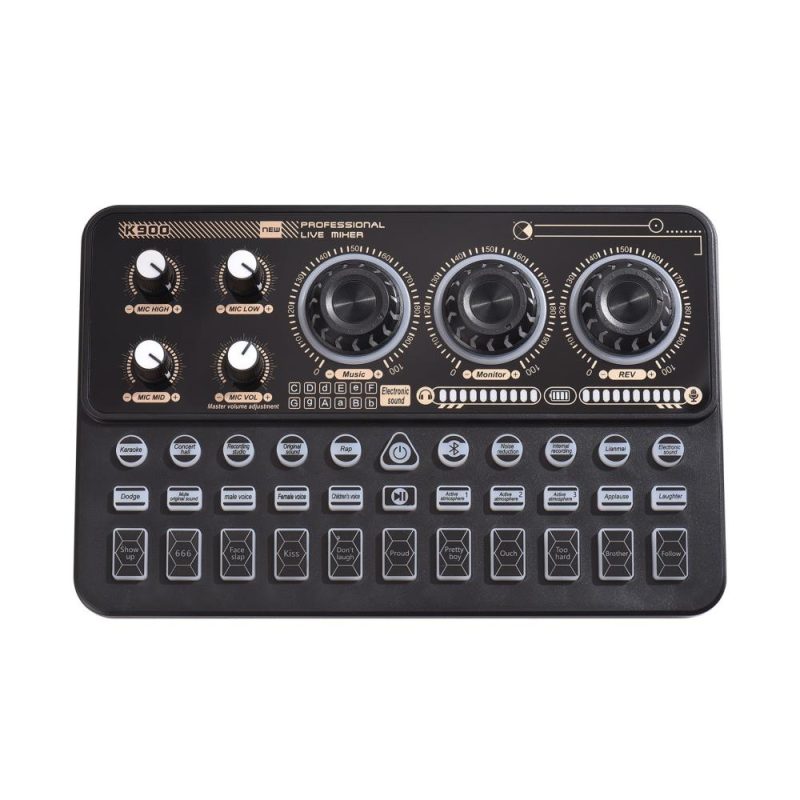 Musical Effects |   SK900 Multi-function Mixer Portable Digital Sound Card Kit Professional Live Mixer Sound Card Effect Device Black Musical Effects Black