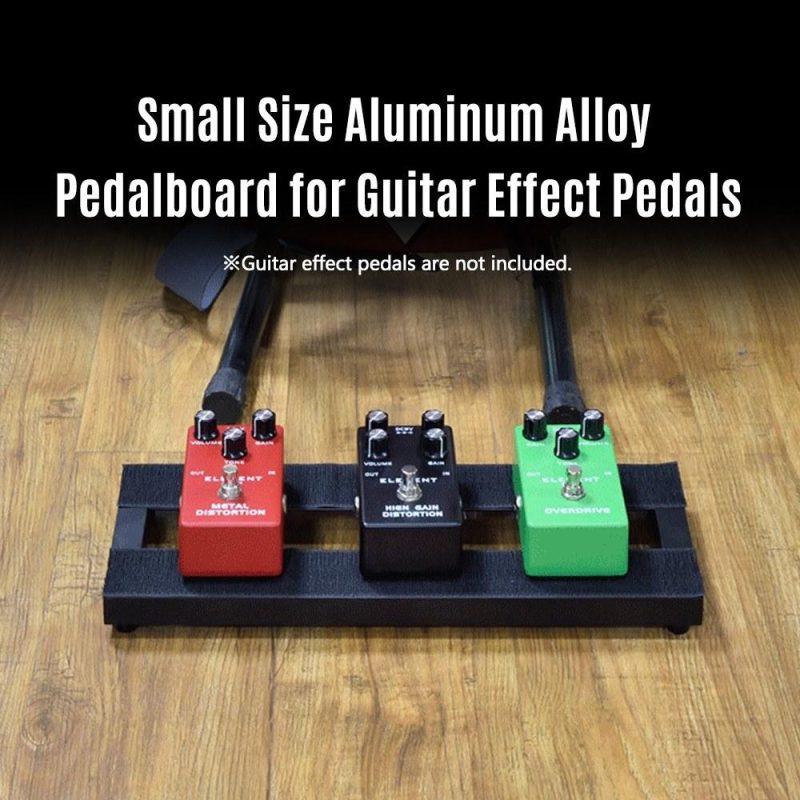 Musical Effects |   Small Size Guitar Effect Pedal Board Aluminum Alloy Pedalboard 15×4.9 Inch with Carrying Bag Black Musical Effects Black