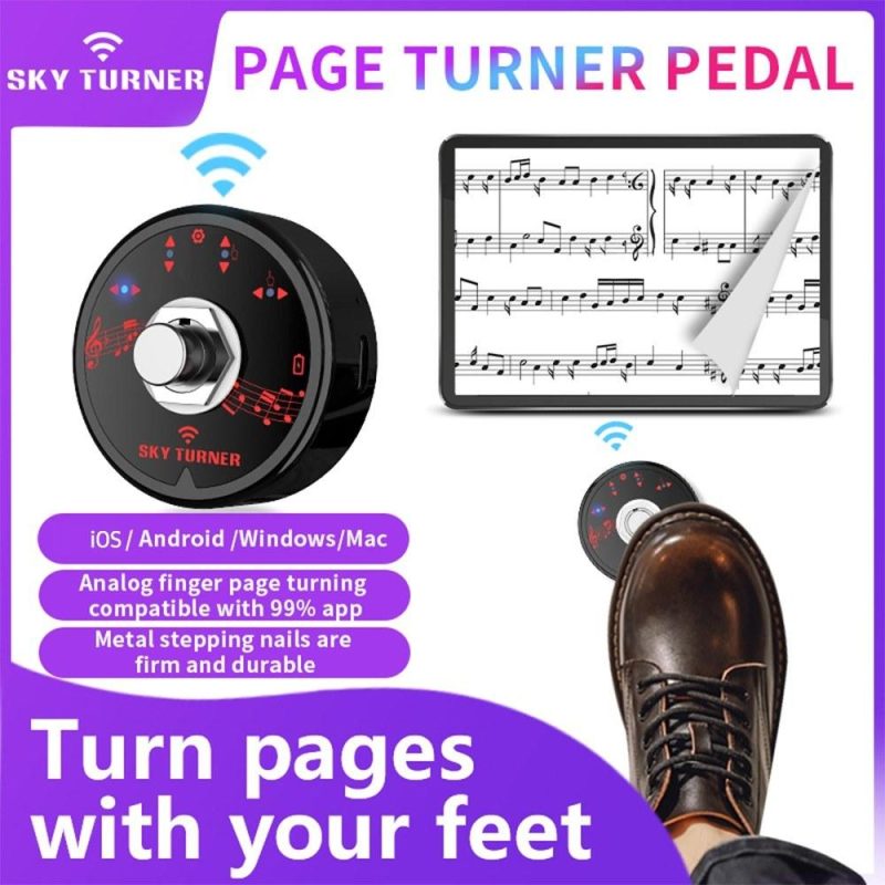 Musical Effects |   ST-1 BT Page Turner Pedal Rechargeable Wireless Foot Switch Black Musical Effects Black