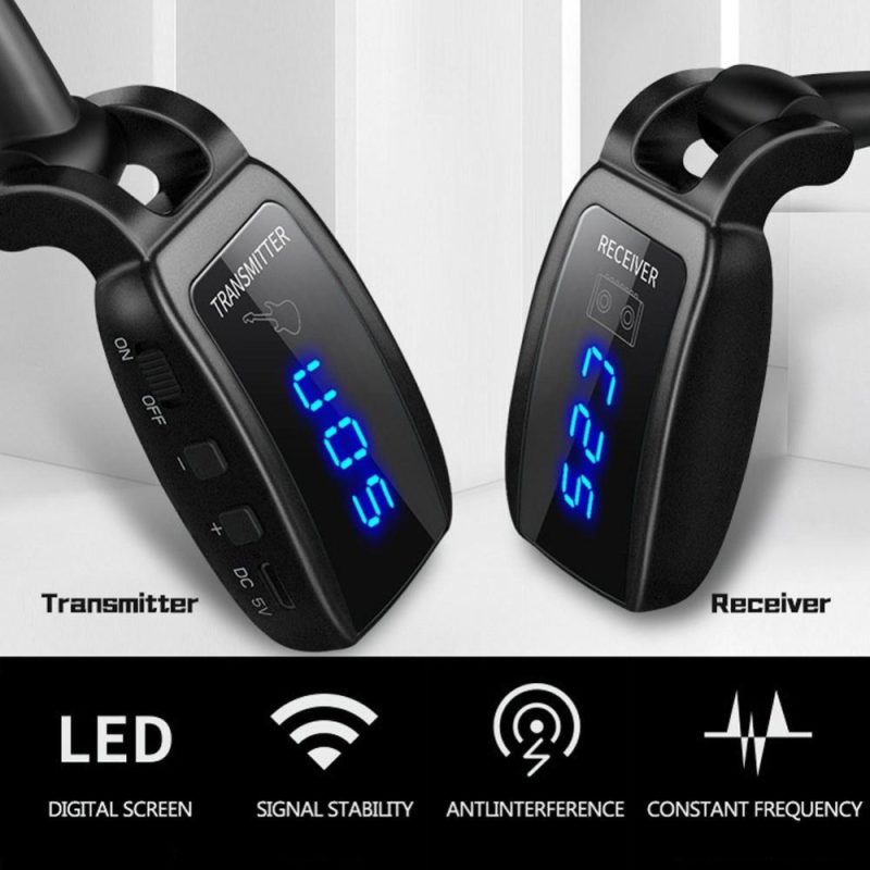 Musical Effects |   Wireless Guitar System Rechargeable Guitar Transmitter Receiver Set Electric Guitar Bass Pick Up Black Musical Effects Black