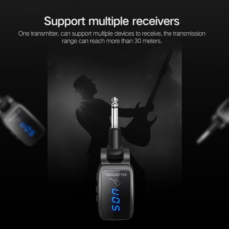 Musical Effects |   Wireless Guitar System Rechargeable Guitar Transmitter Receiver Set Electric Guitar Bass Pick Up Black Musical Effects Black