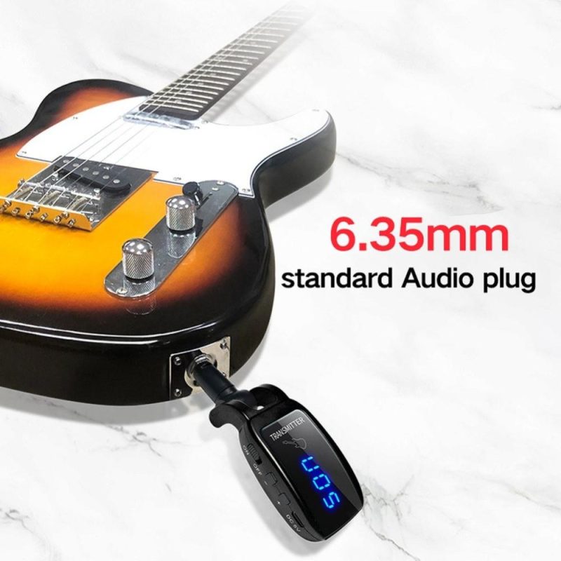 Musical Effects |   Wireless Guitar System Rechargeable Guitar Transmitter Receiver Set Electric Guitar Bass Pick Up Black Musical Effects Black