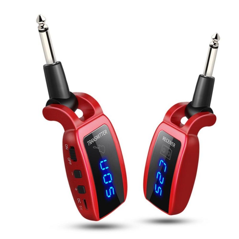 Musical Effects |   Wireless Guitar System Rechargeable Guitar Transmitter Receiver Set Electric Guitar Bass Pick Up Red Musical Effects Musical Effects