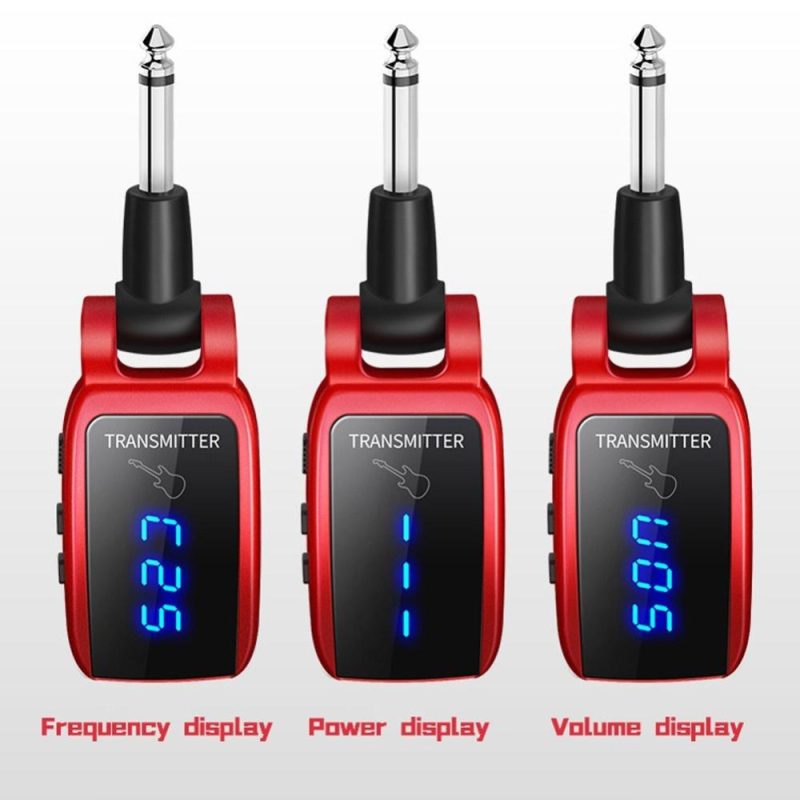 Musical Effects |   Wireless Guitar System Rechargeable Guitar Transmitter Receiver Set Electric Guitar Bass Pick Up Red Musical Effects Musical Effects