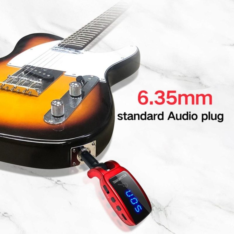 Musical Effects |   Wireless Guitar System Rechargeable Guitar Transmitter Receiver Set Electric Guitar Bass Pick Up Red Musical Effects Musical Effects