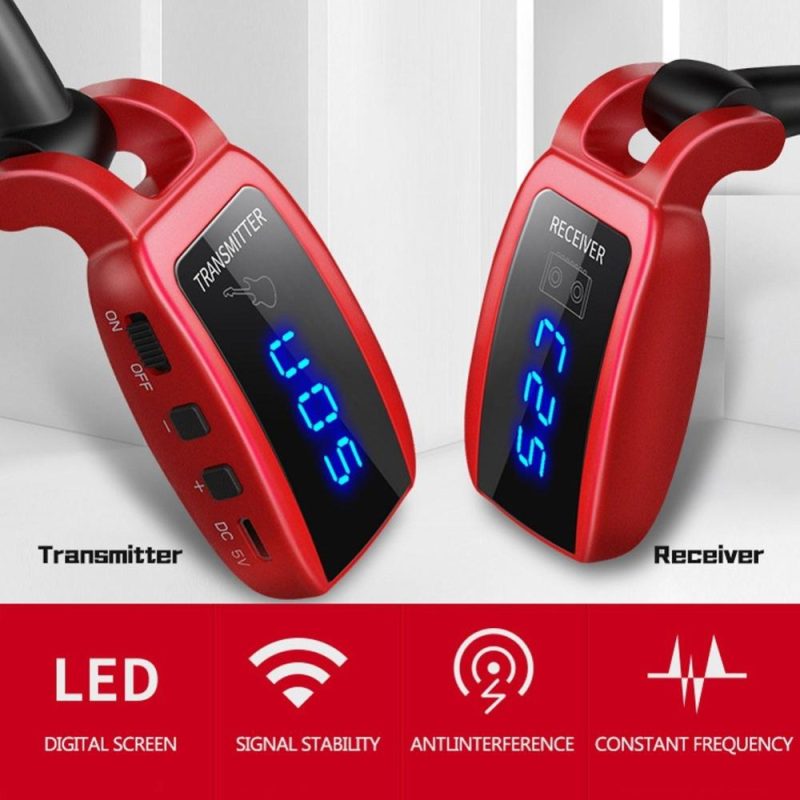 Musical Effects |   Wireless Guitar System Rechargeable Guitar Transmitter Receiver Set Electric Guitar Bass Pick Up Red Musical Effects Musical Effects