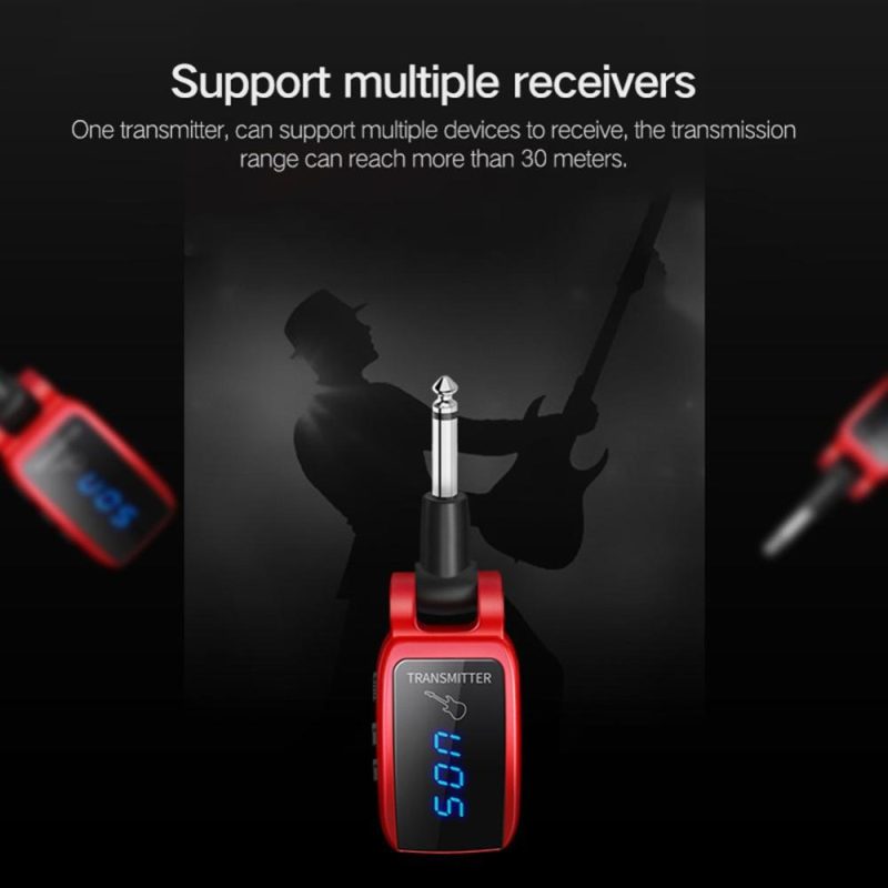 Musical Effects |   Wireless Guitar System Rechargeable Guitar Transmitter Receiver Set Electric Guitar Bass Pick Up Red Musical Effects Musical Effects